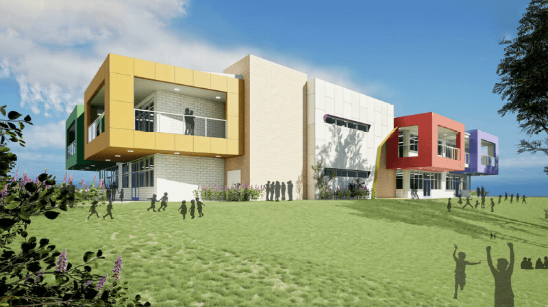 Render prepared by Vincent Chrisp Architects of Trinity Anglican College junior school development in Thurgoona NSW.